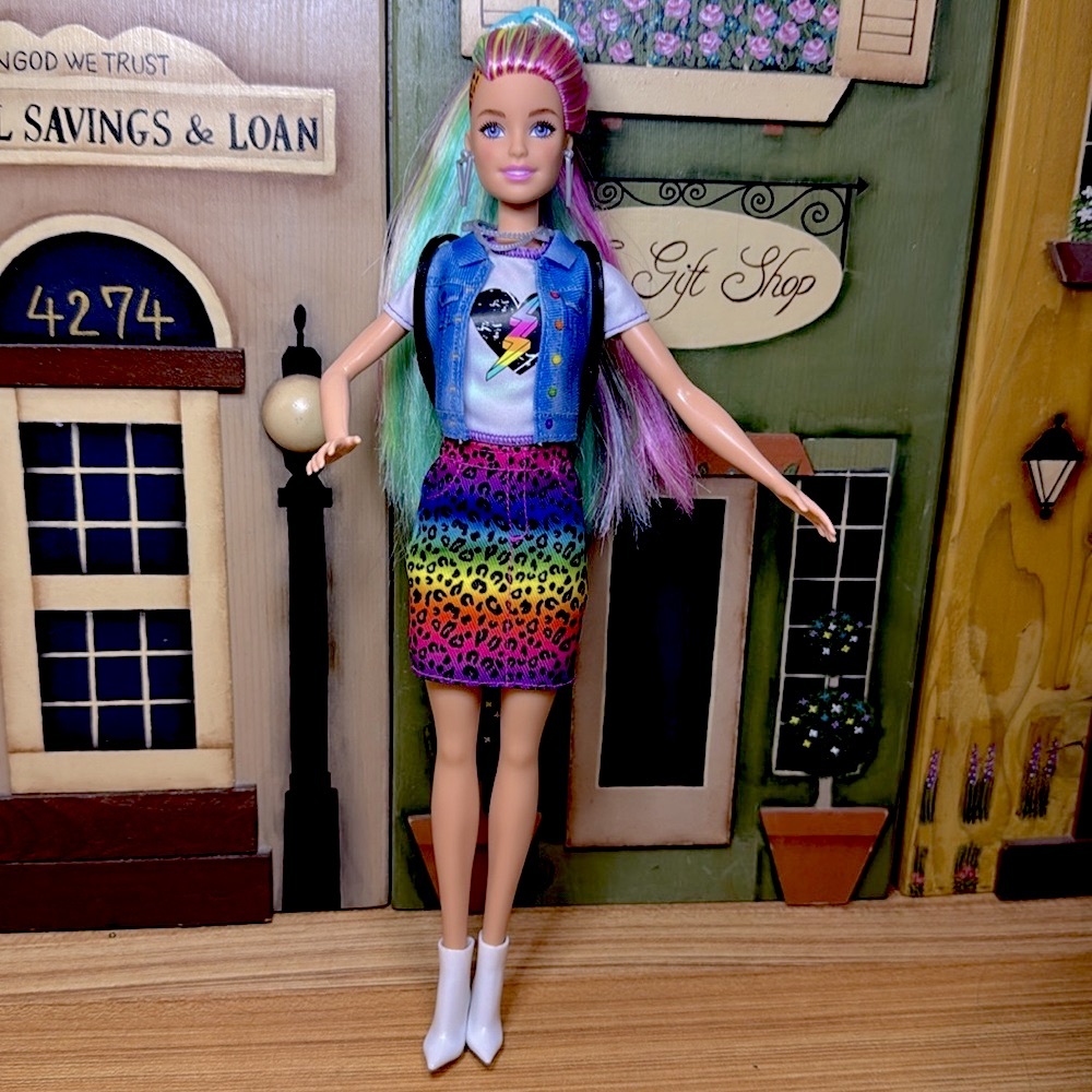 Barbie Leopard Rainbow Hair Fashion Doll Hair Changing Color 12”